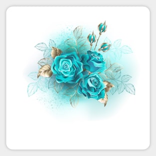 Three Turquoise Roses Sticker